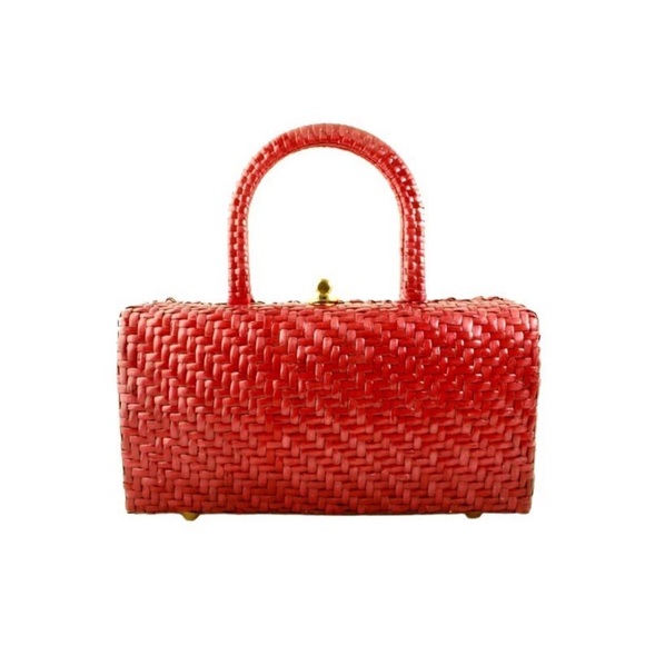 Neiman Marcus Red Clutch with Textured Design